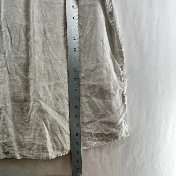 Nordstrom Trim Fit Linen Shirt Men 2XL Short Sleeve Button-Down Pocket Off-White - Picture 8 of 11